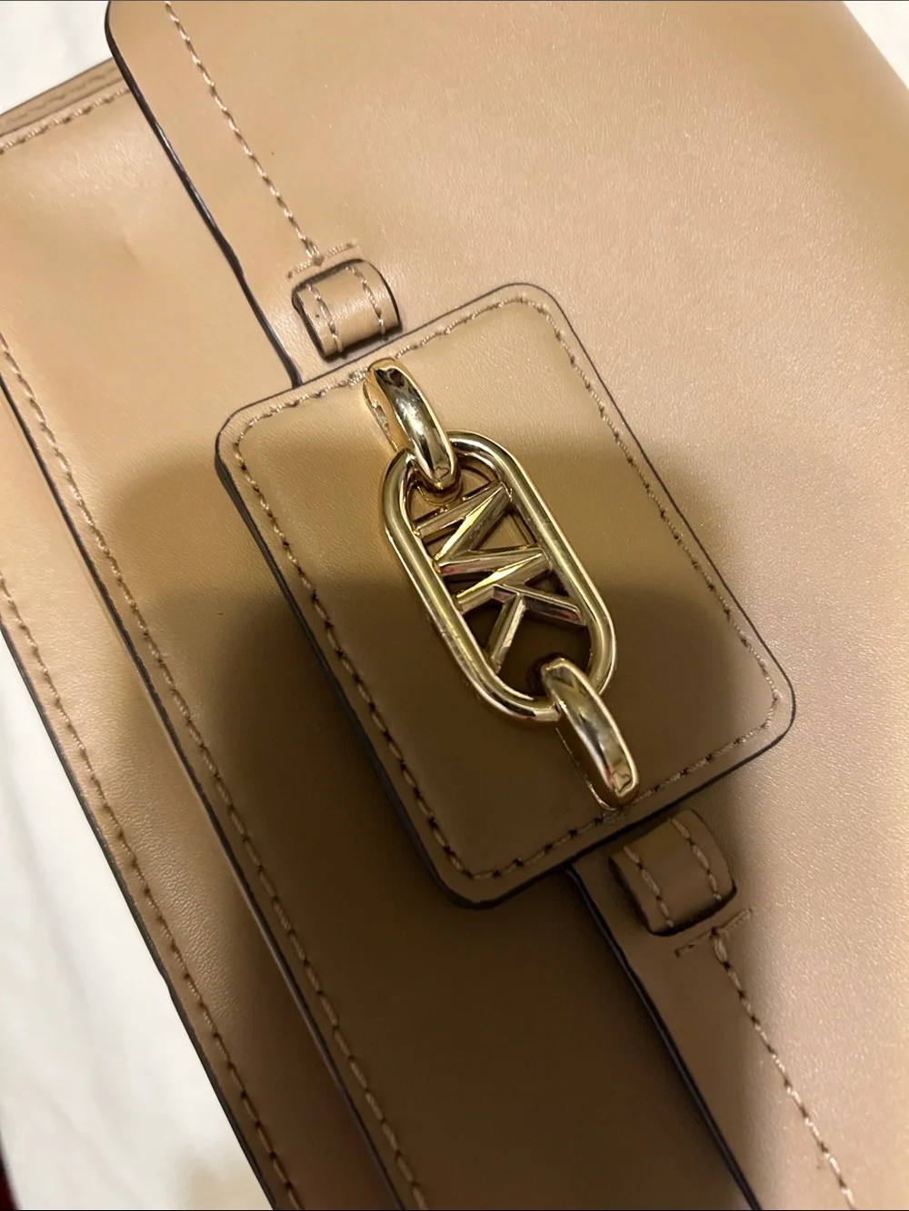 Michael Kors Taupe Crossbody Bag with Gold Chain